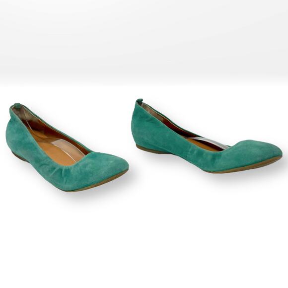 J. CREW Blue Green Suede Round Toe Slip On Ballet Flats - Picture 2 of 9